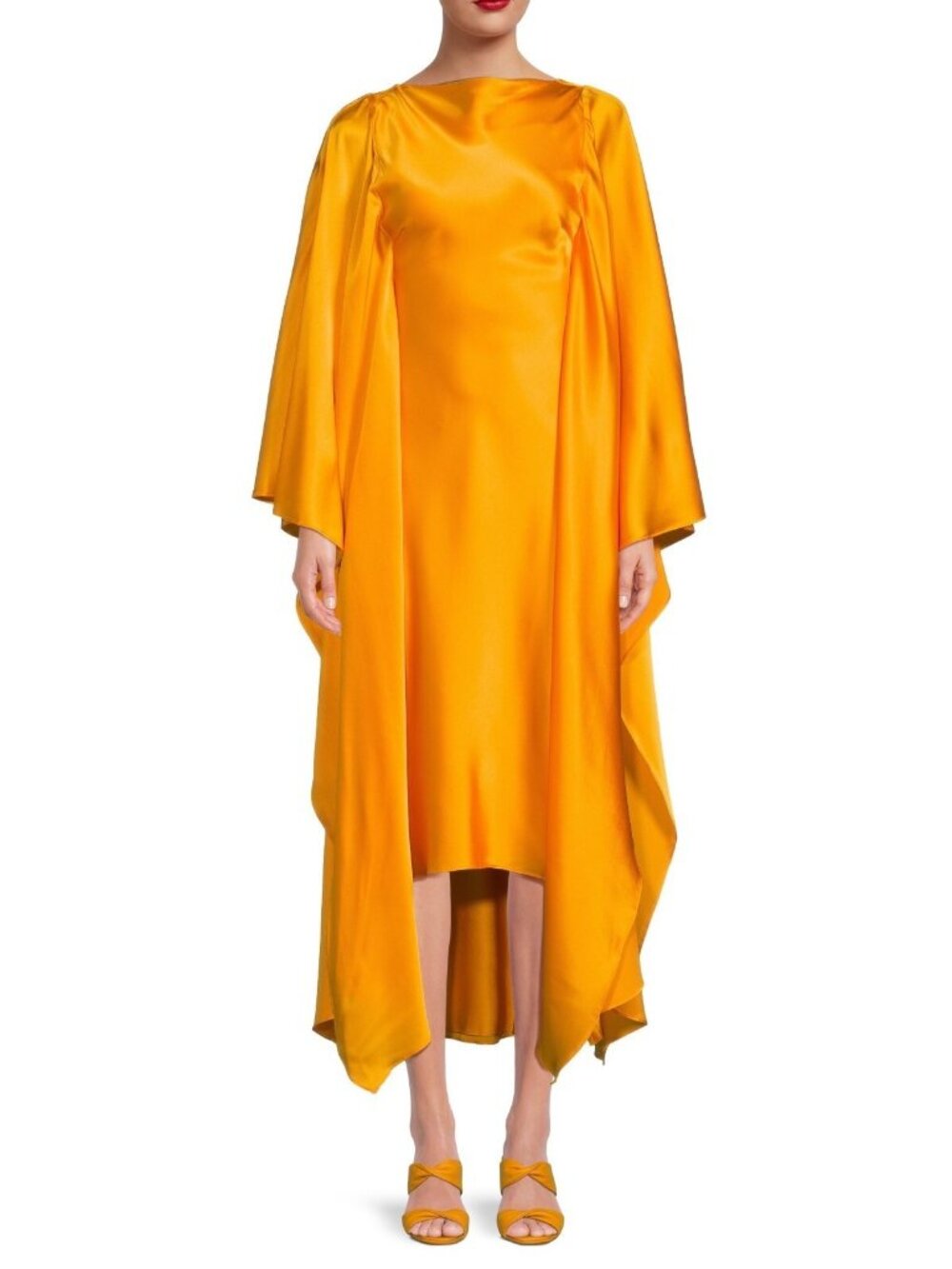 Cult Gaia Kesia Silk Gown High Low Midi Party Cocktail Dress Marigold Size XS